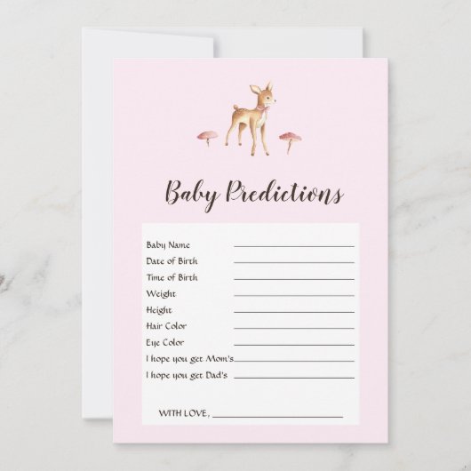 Waterverf Girl Deer Baby shower Predicted Game (Voorkant)