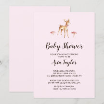 Waterverf Girl Deer met paddenstoelenBaby shower