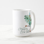 Waterverf Girl Holding Evergreen kerstboom Koffiemok (Voorkant rechts)