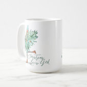 Waterverf Girl Holding Evergreen kerstboom Koffiemok (Voorkant links)