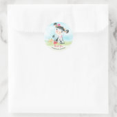 Waterverf Girl Koe Baby shower Boerderij Dank je Ronde Sticker (Tas)