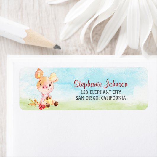 Waterverf Girl Piggy Boerderij Etiket (Insitu)