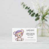 Waterverf Girl Pilot Teddy Bear Diaper Raffle Informatiekaartje (Staand voorkant)
