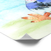 Waterverf Girl Rooster Baby shower Boerderij Poster (Hoek)