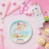 Waterverf Girl Sheep Baby shower Boerderij Papieren Bordje (Feest)