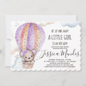 Waterverf Girl Teddy Bear Baby shower Kaart (Voorkant)