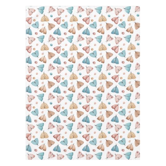 Waterverf Girly Boho Blue Butterfly Moth Monogram Tafelkleed (Voorkant)