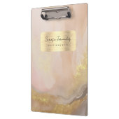 Waterverf Girly Monogram Faux Gold Folie Roze Klembord (Links)