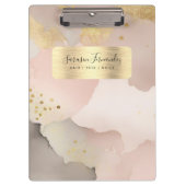 Waterverf Girly Monogram Faux Gold Zwart Roze Klembord (Voorkant)