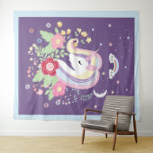 Waterverf girly unicorn - illustratie wandkleed (In Situ (horizontaal))