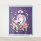 Waterverf girly unicorn - illustratie wandkleed (Voorkant)