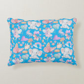 Waterverf Girly Whimsical op blauw | Accent Kussen (Voorkant)