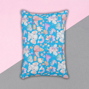 Waterverf Girly Whimsical op blauw   Accent Kussen