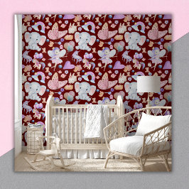 Waterverf Girly Whimsical op Maroon | Behang