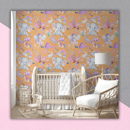 Waterverf Girly Whimsical op perzik | Behang