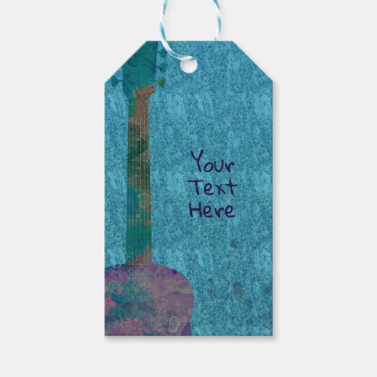 Waterverf gitaar musical verjaardagsfeestje gunst cadeaulabel (Voorkant)