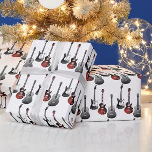 Waterverf gitaarmuzikant Silhouette Wrapp Cadeaupapier