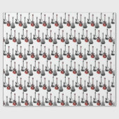 Waterverf gitaarmuzikant Silhouette Wrapp Cadeaupapier (Vlak)