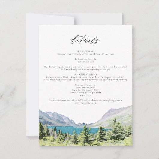 Waterverf Glacier National Park Weddenschap Detail Kaart (Voorkant)