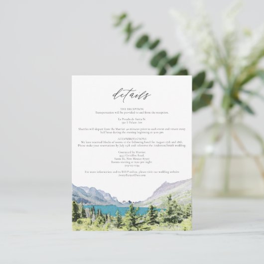 Waterverf Glacier National Park Weddenschap Detail Kaart (Staand voorkant)