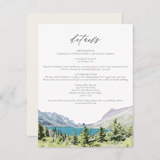 Waterverf Glacier National Park Weddenschap Detail Kaart (Voorkant / Achterkant)