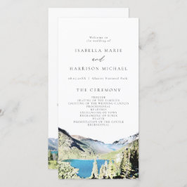 Waterverf Glacier National Park Wedding Programme Bedankkaart