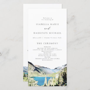 Waterverf Glacier National Park Wedding Programme Bedankkaart