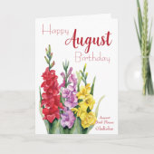 Waterverf Gladiolus August Birthday Kaart (Voorkant)