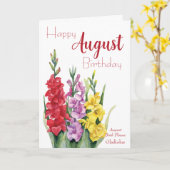 Waterverf Gladiolus August Birthday Kaart (Gele Bloem)