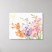 Waterverf Gladiolus Roze, Geel en Paarse Canvas Afdruk (Voorkant)