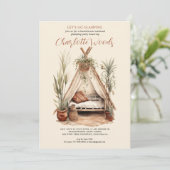 Waterverf Glamping Bachelorette Camping Party Kaart (Staand voorkant)