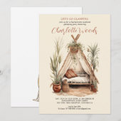 Waterverf Glamping Bachelorette Camping Party Kaart (Voorkant / Achterkant)