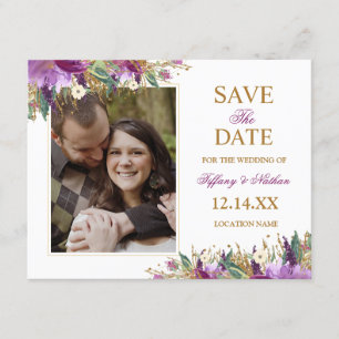 Waterverf Glanzende Amethyst Save the Date Foto