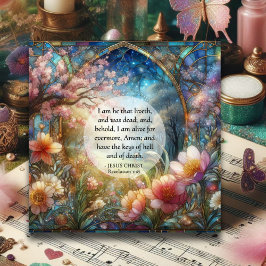 Waterverf Glas in lood Bijbelvers Pasen Feestdagenkaart