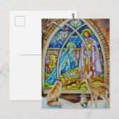 Waterverf Glas in lood dieren en geboorte Briefkaart (Voorkant / Achterkant)