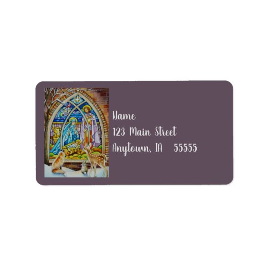 Waterverf Glas in lood dieren en geboorte Etiket (Voorkant)