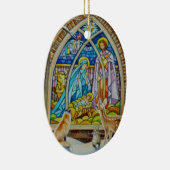 Waterverf Glas in lood dieren en geboorte Keramisch Ornament (Rechts)