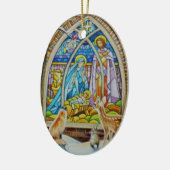 Waterverf Glas in lood dieren en geboorte Keramisch Ornament (Links)