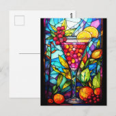 Waterverf Glas in lood Fruit Cocktail Drink Briefkaart (Voorkant / Achterkant)