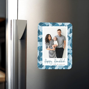 Waterverf Glas in lood Happy Hanukkah Foto Magneet