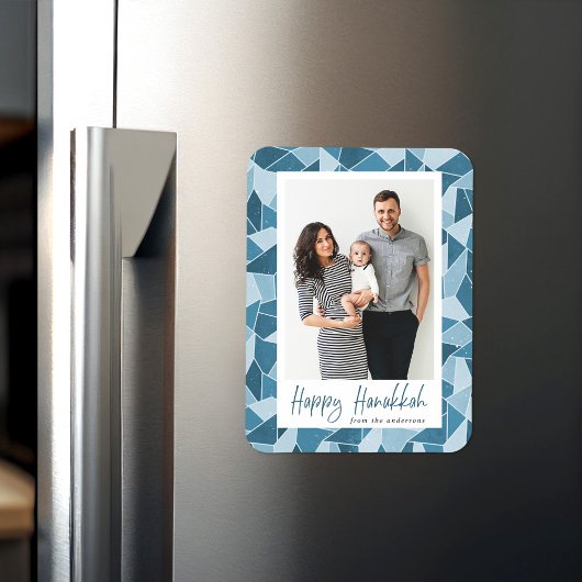 Waterverf Glas in lood Happy Hanukkah Foto Magneet