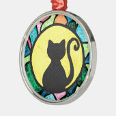 waterverf Glas in lood Kat Metalen Ornament (Links)