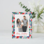 Waterverf Glas in lood kerstfoto Feestdagenkaart (Staand voorkant)