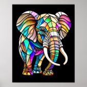 Waterverf Glas in lood olifant 4:5 Poster (Voorkant)