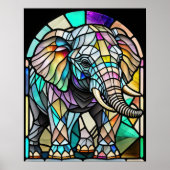 Waterverf Glas in lood olifant Poster (Voorkant)
