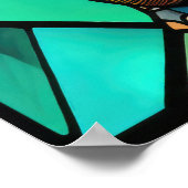 Waterverf Glas in lood olifant Poster (Hoek)