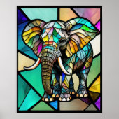Waterverf Glas in lood olifant Poster (Voorkant)