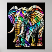 Waterverf Glas in lood olifant Poster (Voorkant)