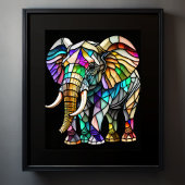 Waterverf Glas in lood olifant Poster
