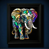 Waterverf Glas in lood olifant Poster